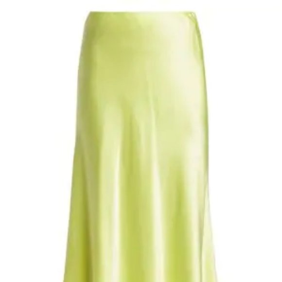 NWT CINQ À SEPT Marta 100% Silk-Satin Skirt In Lemongrass Size Large - Picture 7 of 14